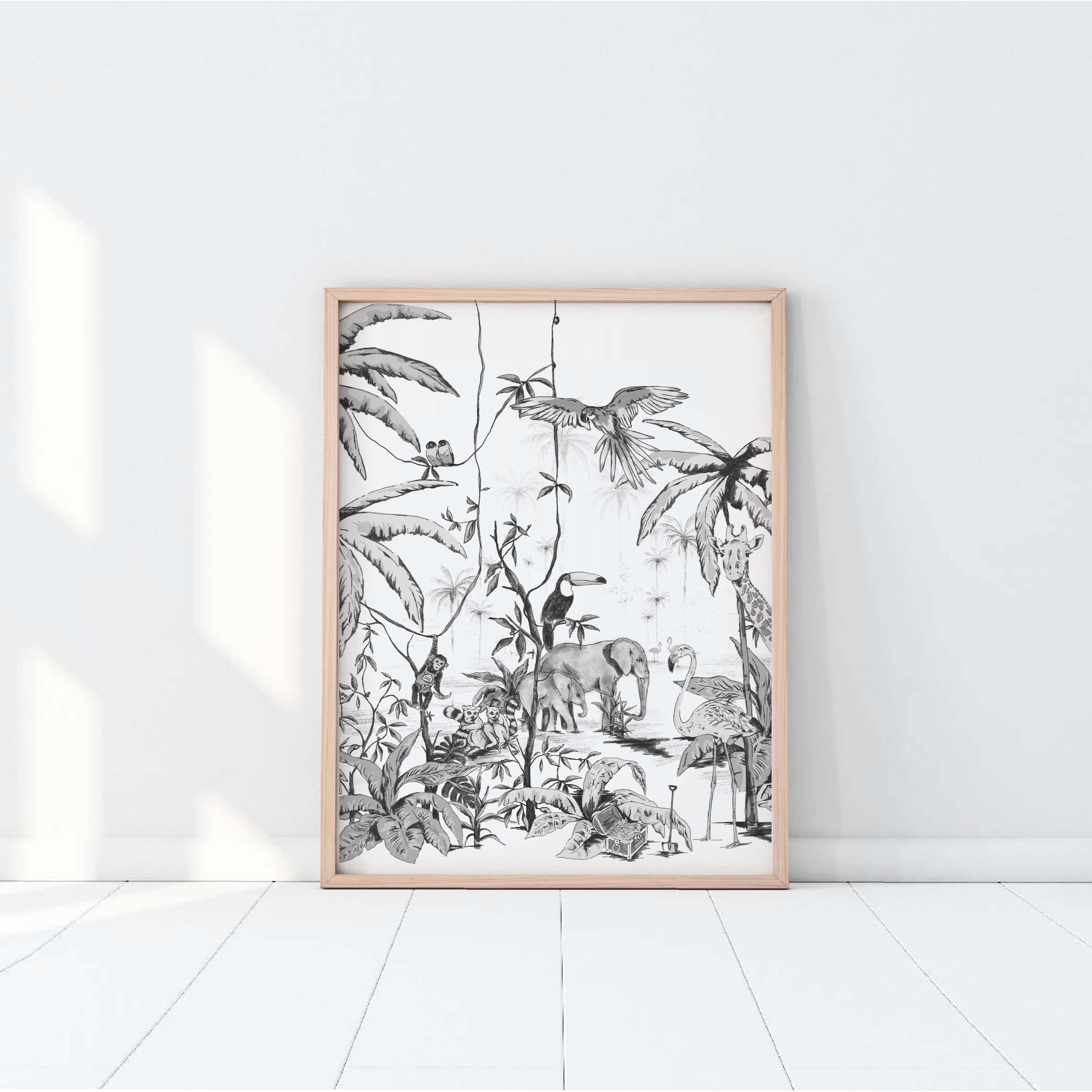 Affiche Jungle Tonale Noir Blanc Annet Weelink Design