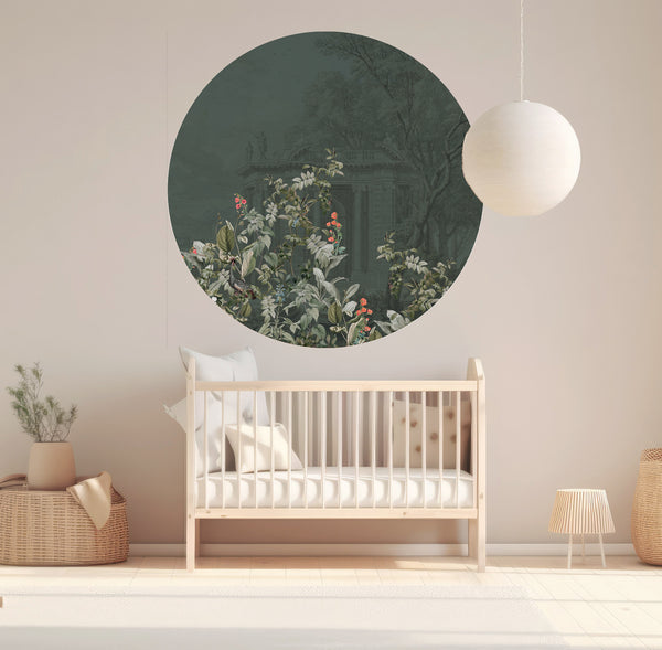 Autocollant mural rond - Oasis aviaire