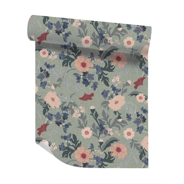 Piece of Wallpaper - Feline Forest flowers green