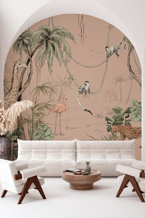 Wallpaper Sample - Jungle Jazz dusty blush