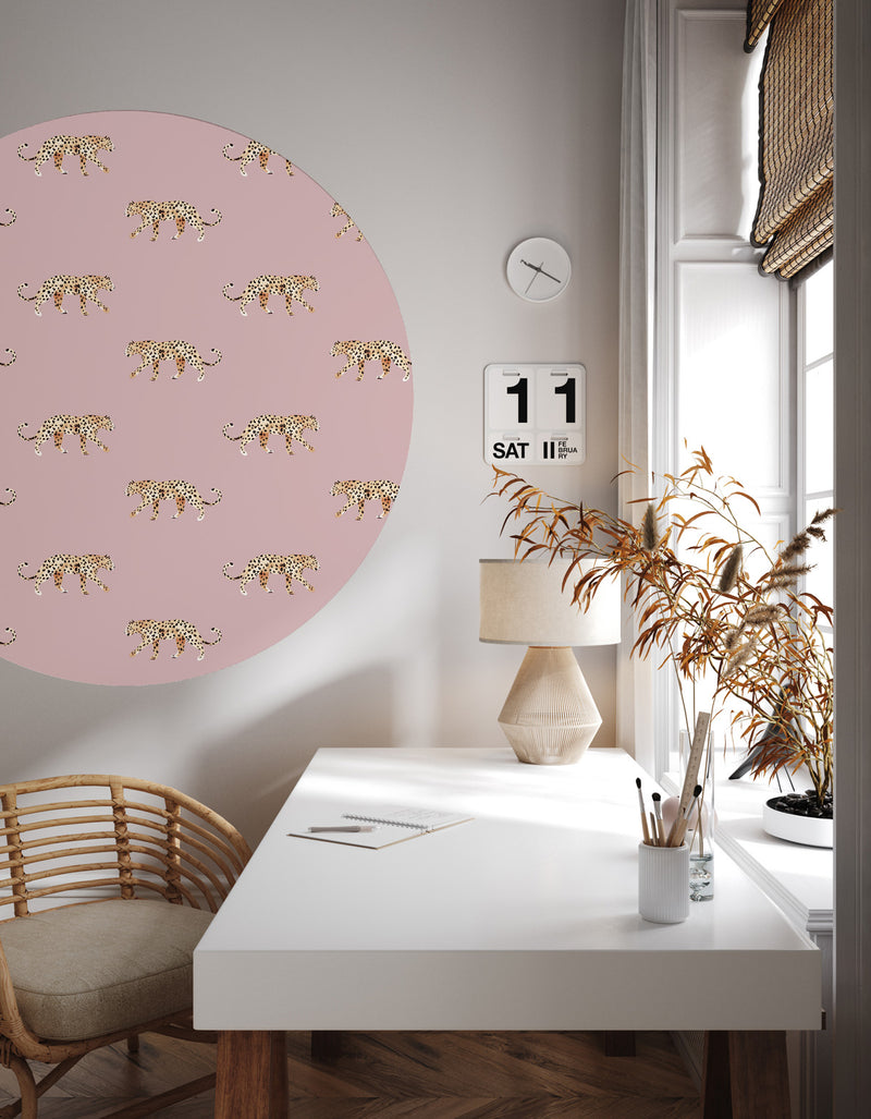 Vinilo decorativo redondo - Leopard Dusty Pink