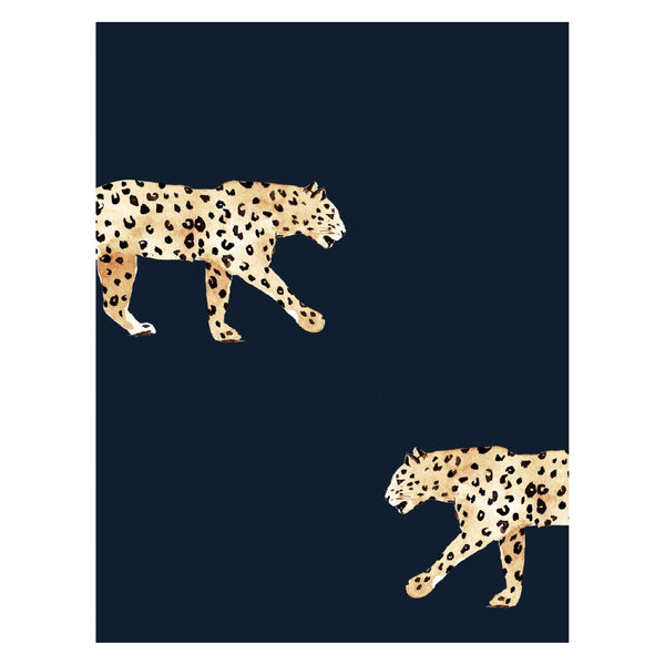 Muestra de papel tapiz - Leopardo azul marino