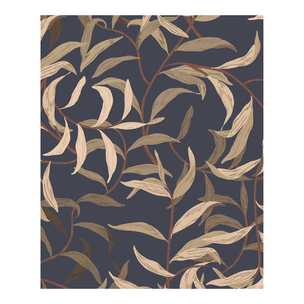 Wallpaper Sample - Lola Leaves navy