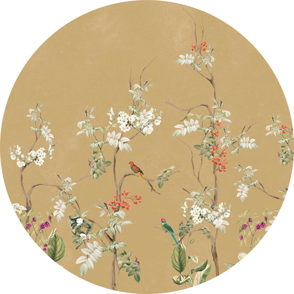 Sticker mural rond - Lush Eden Gold