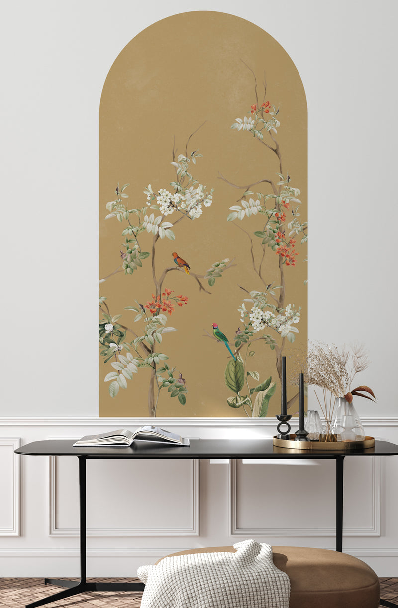 SALE Zelfklevende behang boog sticker - Lush Eden Gold 110x215cm