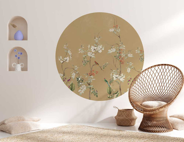 Sticker mural rond - Lush Eden Gold