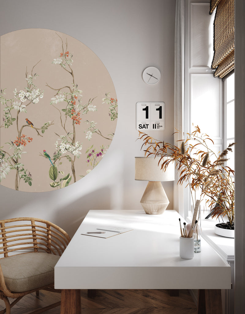 Sticker mural rond - Lush Eden Nude