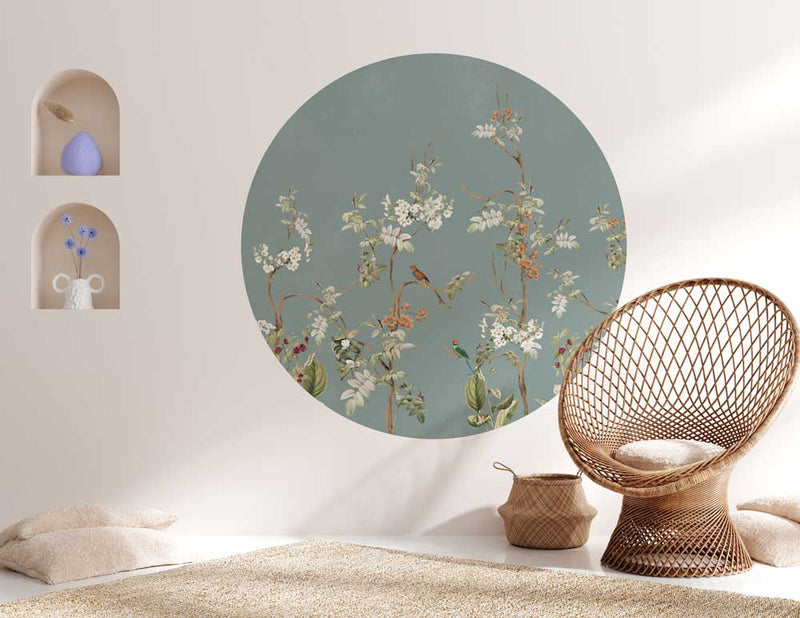 Sticker mural rond - Lush Eden Teal