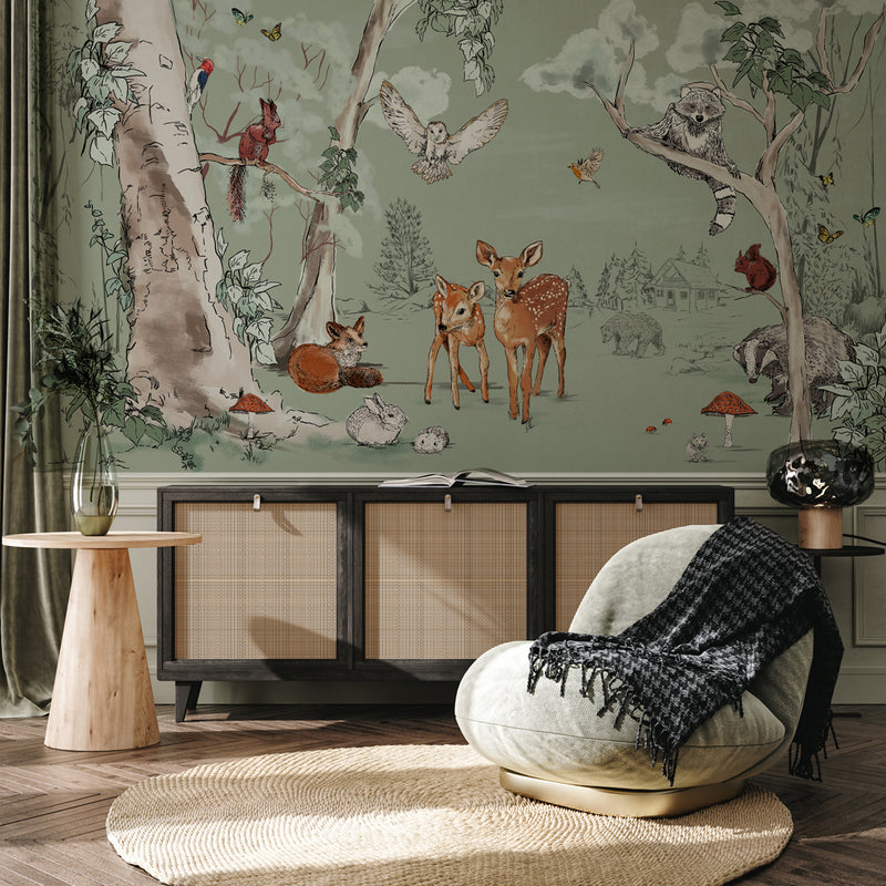 Animal Wallpaper - MAGICAL FOREST Green