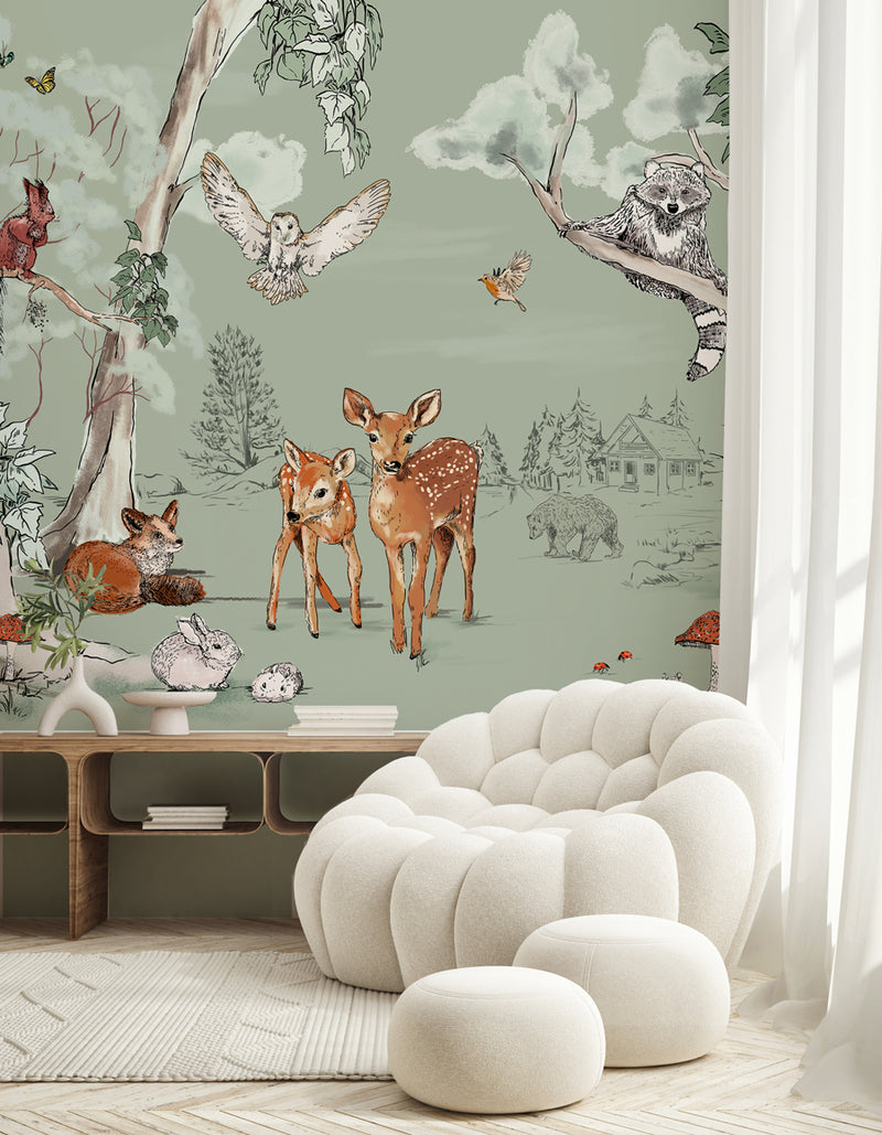 Animal Wallpaper - MAGICAL FOREST Green