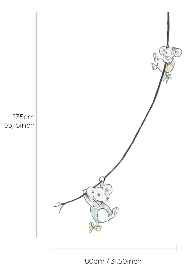 Losse wandsticker - Mouse on Rope