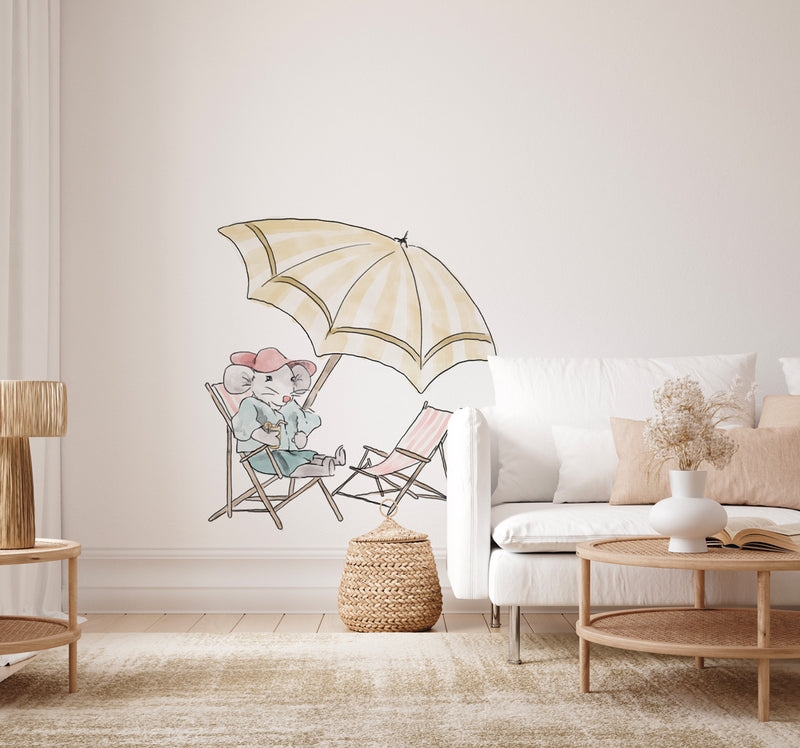 Losse wandsticker - Mouse with Parasol