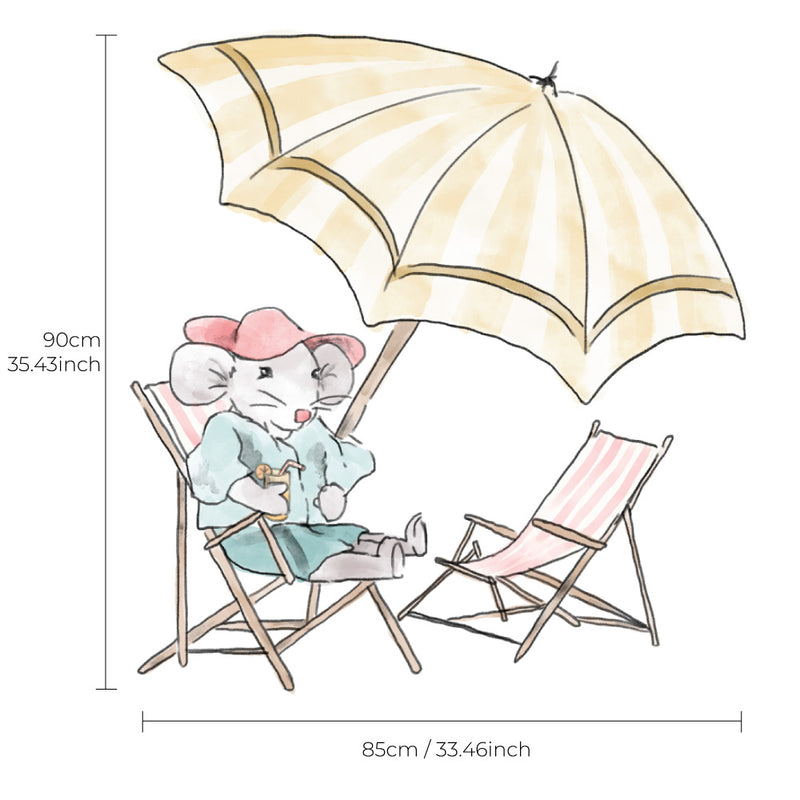 Separate Wall Sticker - Mouse with Parasol