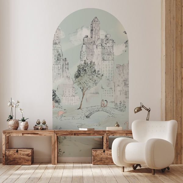 Peel and stick Arch Wallpaper Decal - New York CENTRAL PARK mint