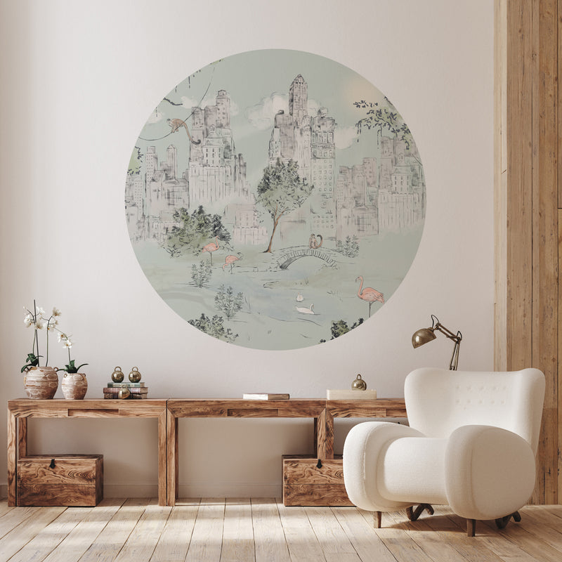 Sticker mural rond - CENTRAL PARK mint