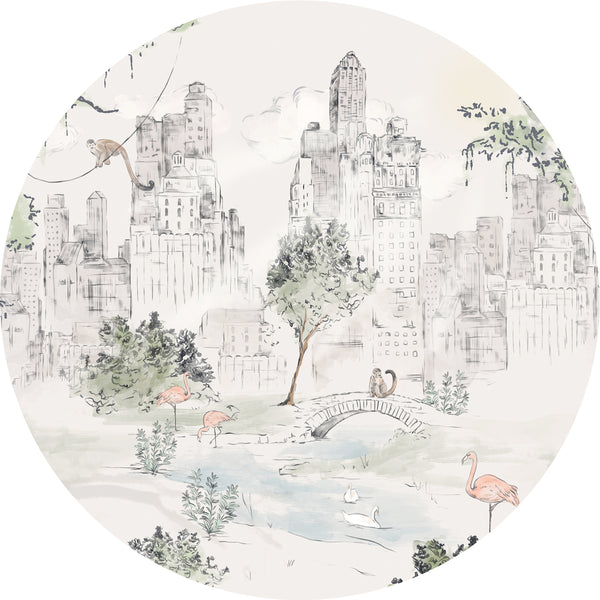 Sticker mural rond - CENTRAL PARK off white