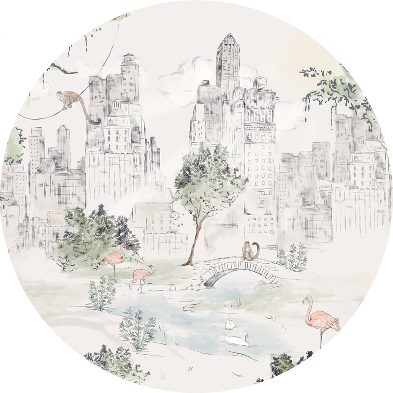 Ronde Wandstickers - CENTRAL PARK off white