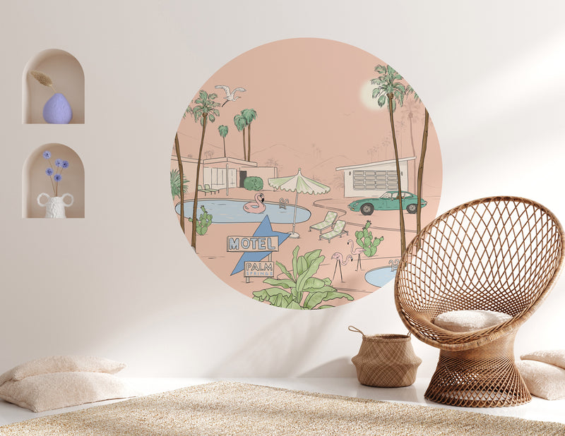 Round wall sticker - PALM SPRINGS peach