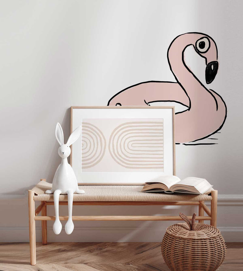 Oddzielna naklejka ścienna  -  Palm Spring Flamingo