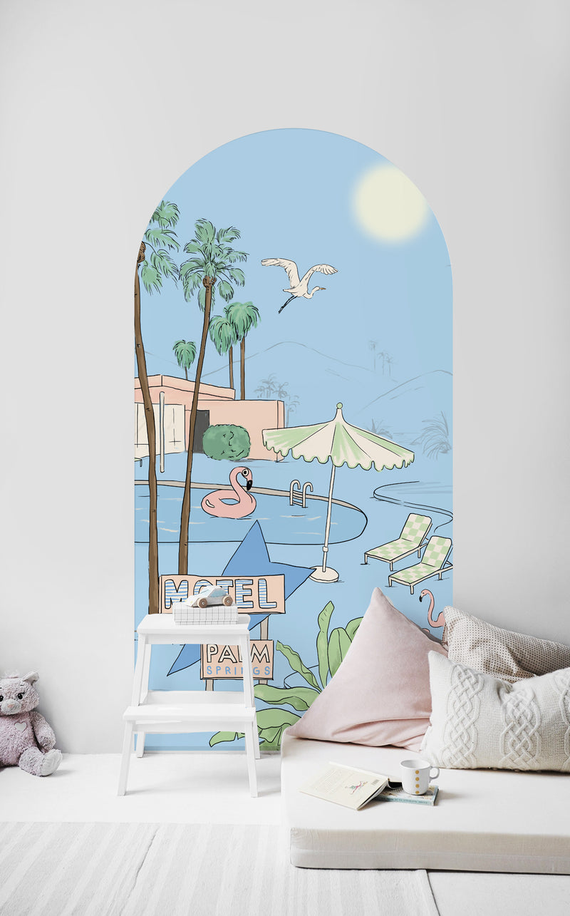 Peel and stick Arch Wallpaper Decal - PALM SPRINGS azure