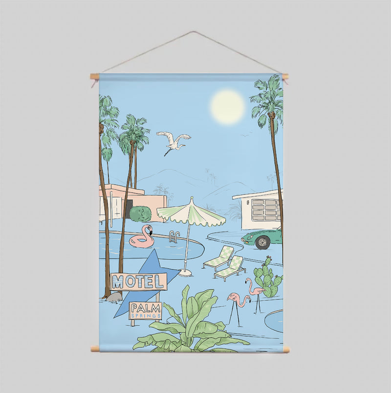 Textile Poster - PALM SPRINGS azure