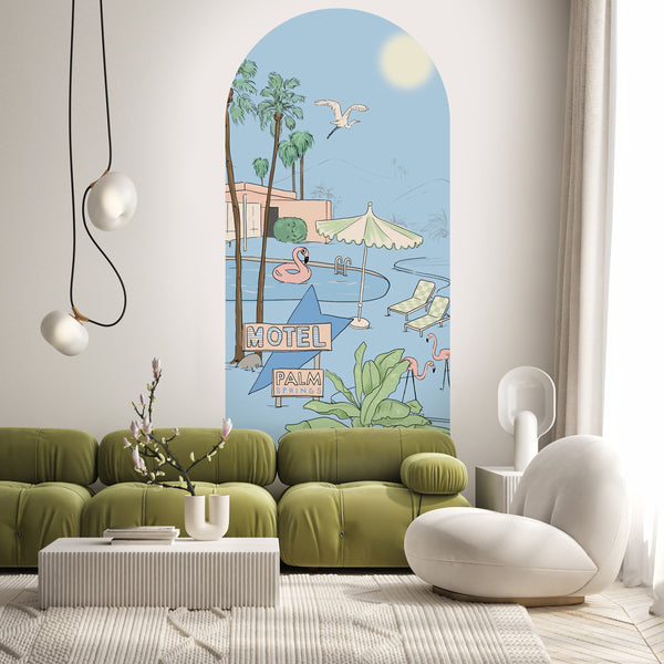 Peel and stick Arch Wallpaper Decal - PALM SPRINGS azure