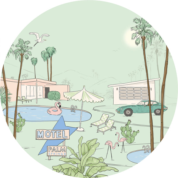 Sticker mural rond - PALM SPRINGS mint