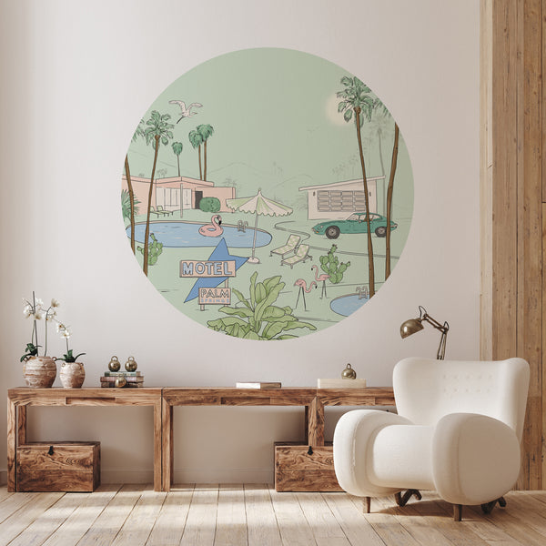 Autocollant mural rond - Palm Springs