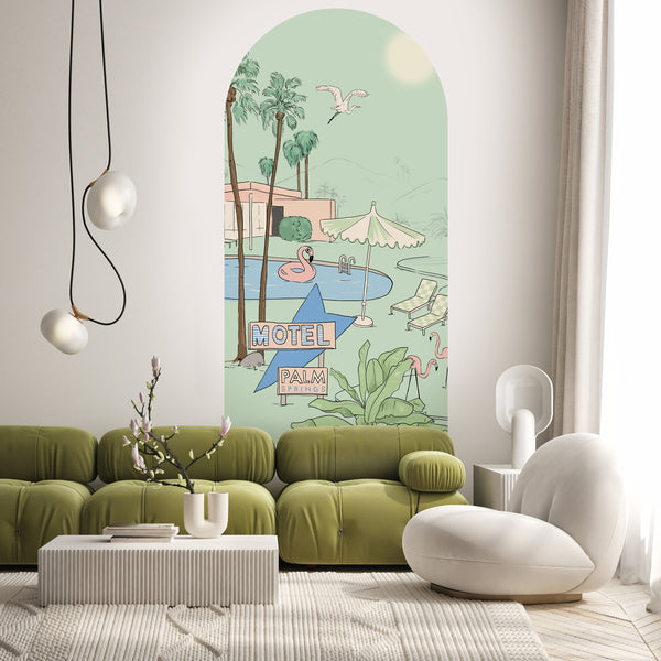 Peel and stick Arch Wallpaper Decal - PALM SPRINGS mint