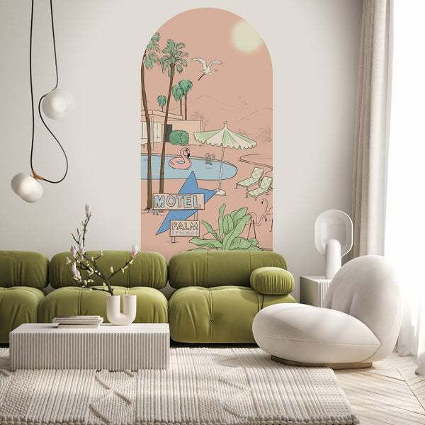 Peel and stick Arch Wallpaper Decal - PALM SPRINGS peach