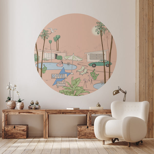 Ronde Wandstickers - PALM SPRINGS peach