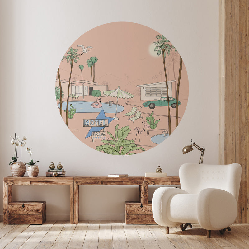 Round wall sticker - PALM SPRINGS peach