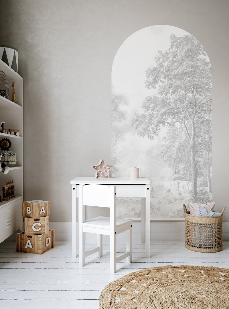 Odklej i przyklej Naklejka na ścianę Arch  -  Romantic Garden grey