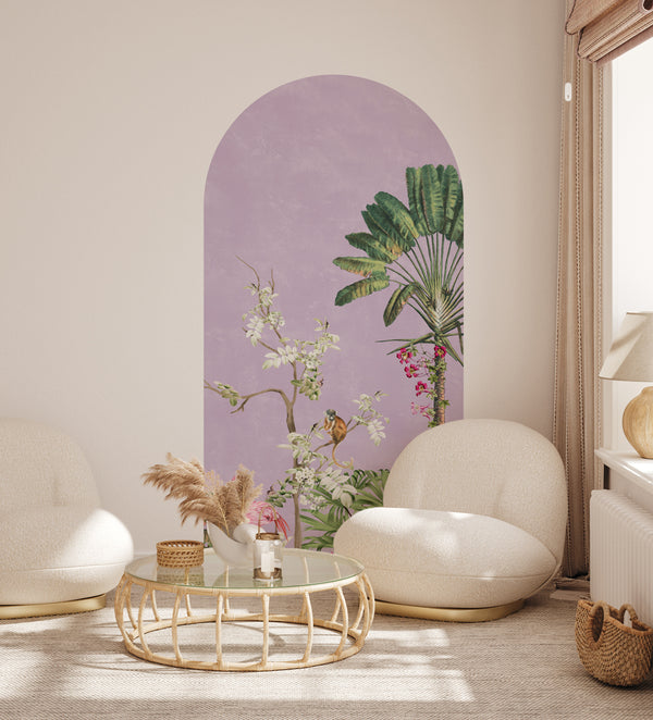 Bogen-Tapetenaufkleber zum Abziehen und Aufkleben – Vibrant Exotics Lilac