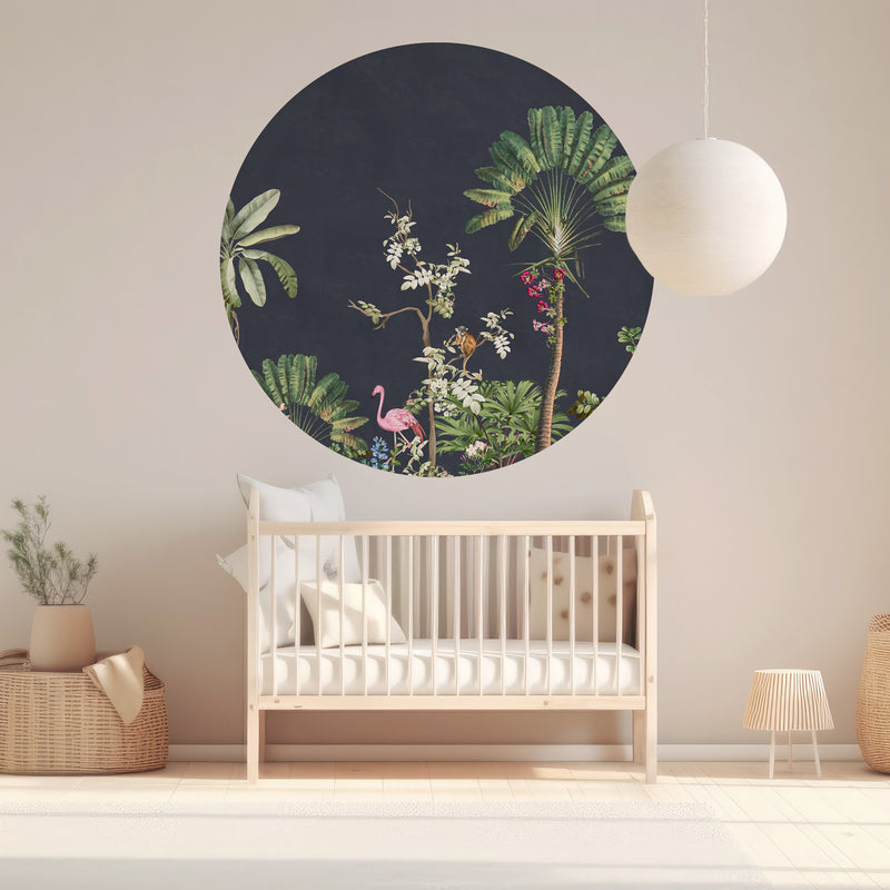 Sticker mural rond - Vibrant Exotics Navy