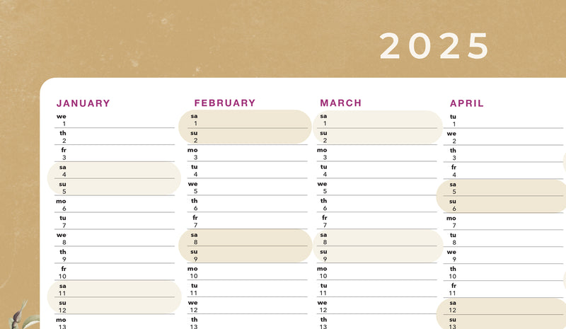 Jaarplanner 2025 - LUSH EDEN GOLD