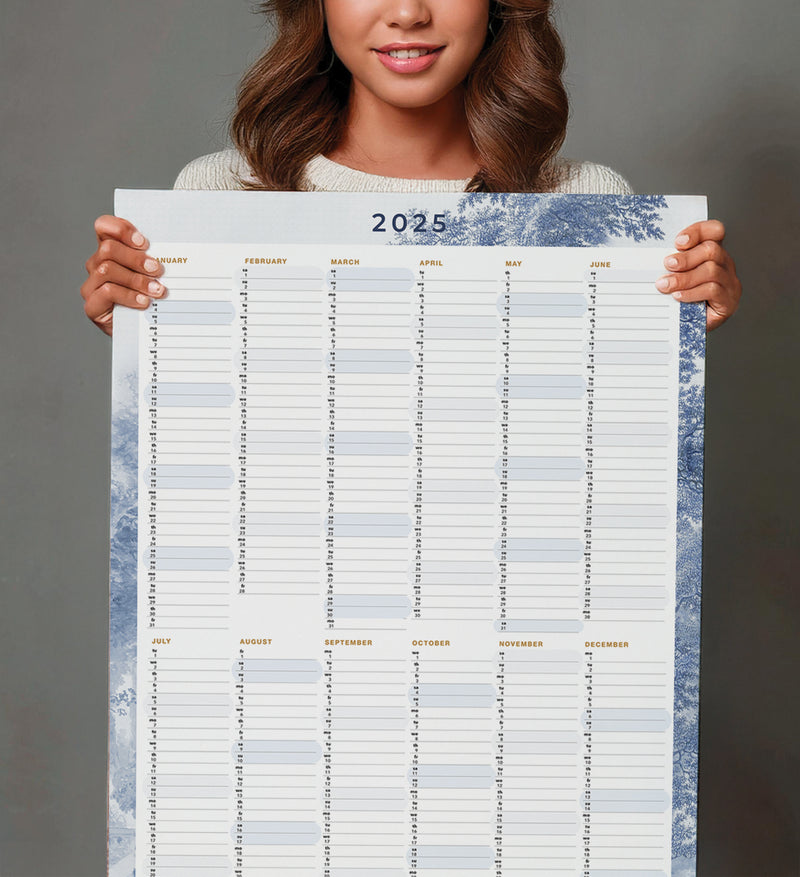 Yearly Planner 2025 - ROMANTIC GARDEN BLUE