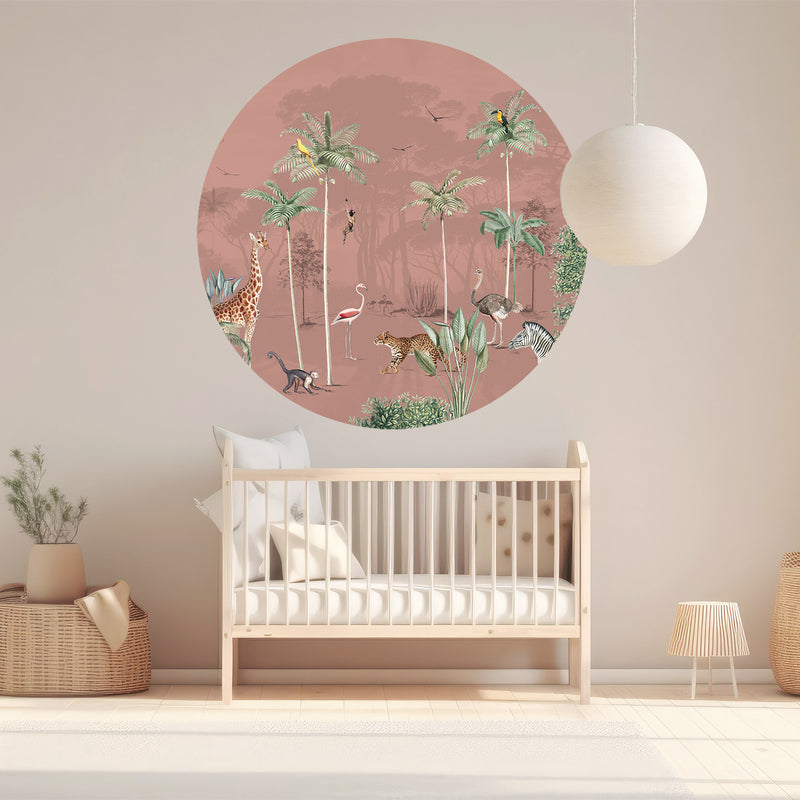 Ronde wandsticker - Wildlife's Playground Blush