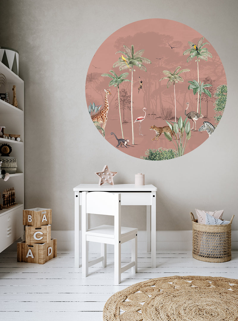 Vinilo decorativo redondo - Wildlife's Playground Blush