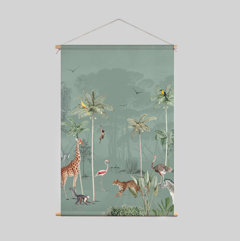 Textile Poster - Wildlife's playground Green