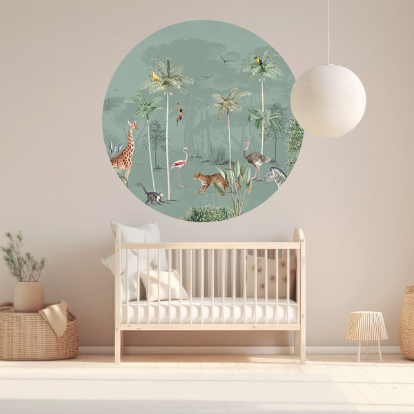 Vinilo decorativo redondo - Wildlife's Playground Green