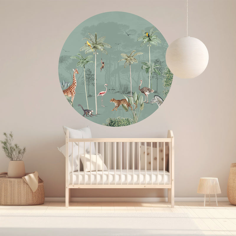 Round wall sticker - Wildlife's Playground Green