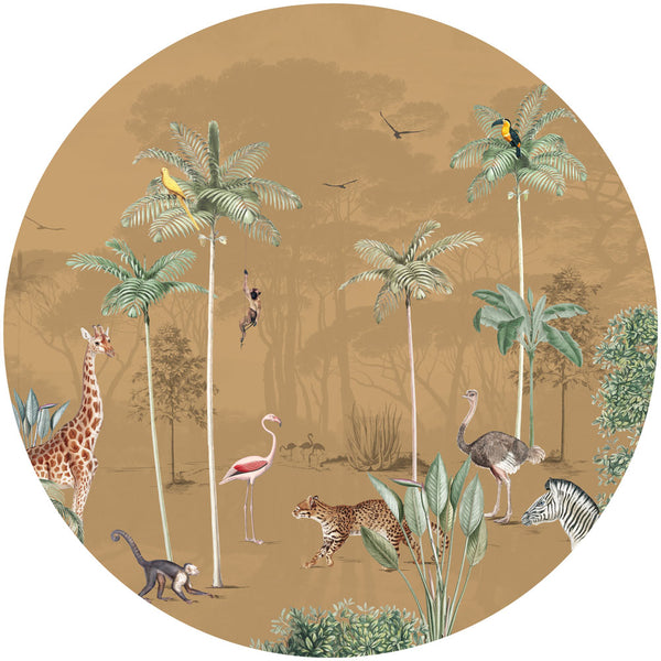 Round wall sticker - Wildlife's Playground Ochre