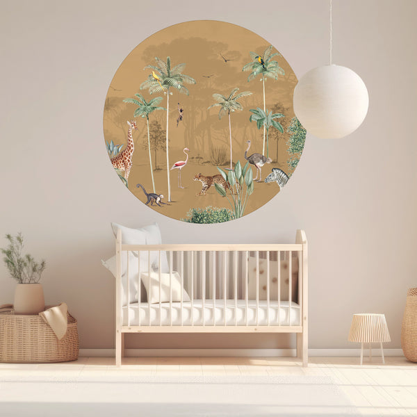 Round wall sticker - Wildlife's Playground Ochre