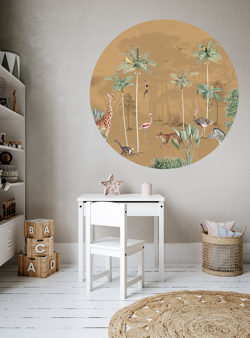 Ronde wandsticker - Wildlife's Playground Ochre