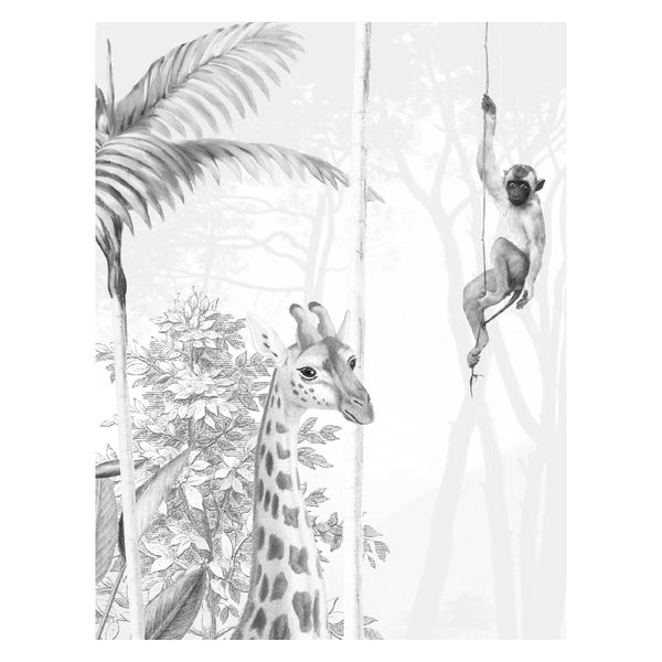 Muestra de papel tapiz - Wildlife's Playground blanco/negro