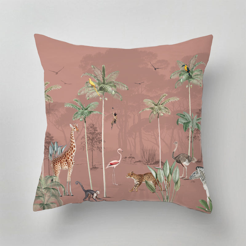 Indoor Pillow - Wildlife's Playground blush