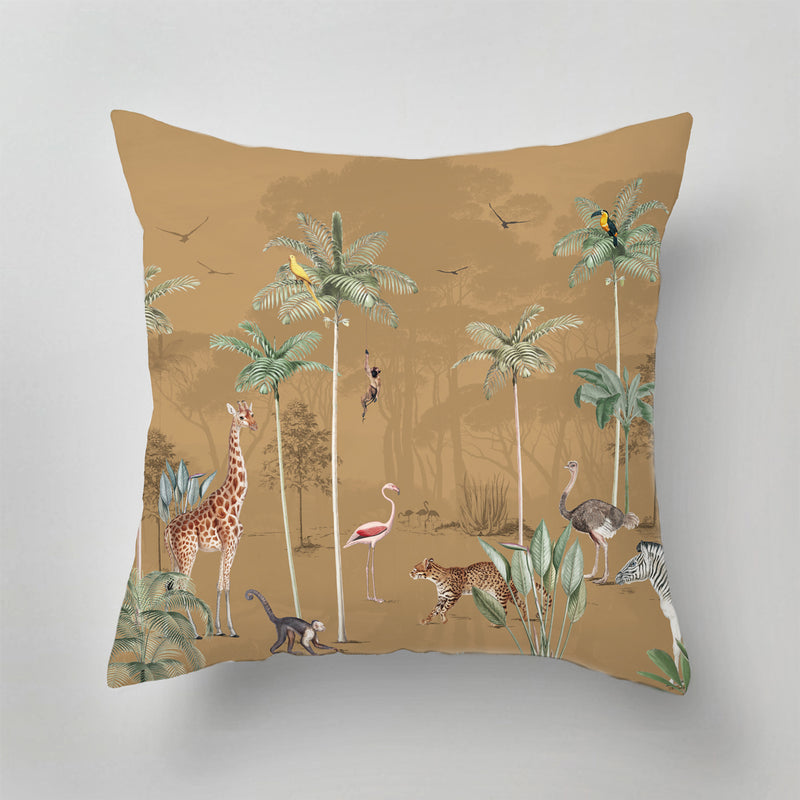 Indoor Pillow - Wildlife's Playground ochre