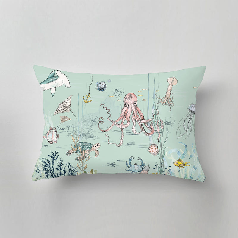 Outdoor Pillow - UNDERWATER WONDERS mint