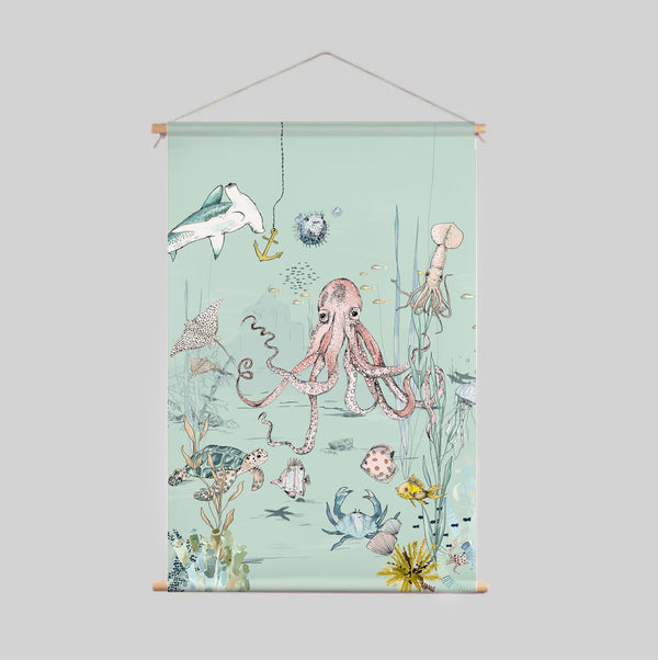 Póster textil - Underwater Wonders mint